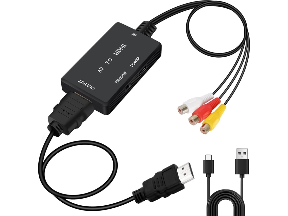 Adaptador Rca Para Hdmi 1080p Com Cabo Hdmi.