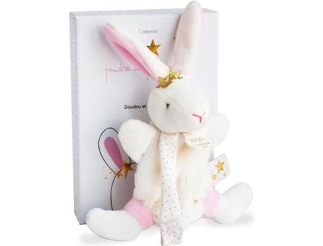 Edredón con Pinza Chupete DOUDOU ET COMPAGNIE Conejo Flores Blanco Rosa Dorado Mixto A partir de 0 Meses