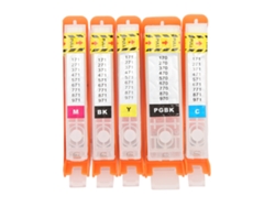 5 Cartuchos De Tinta Reutilizables Pgbk Bk Cmy Para Impresora Con Material Pp