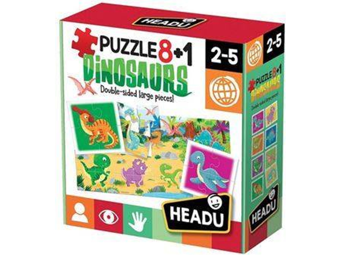 Puzzle HEADU Dinosaurios 8+1 (Edad Mínima Recomendada: 2 años - 32 Piezas)