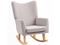Mecedora Retro, Pana, Madera Caucho, 97x72x100cm, Gris Claro
