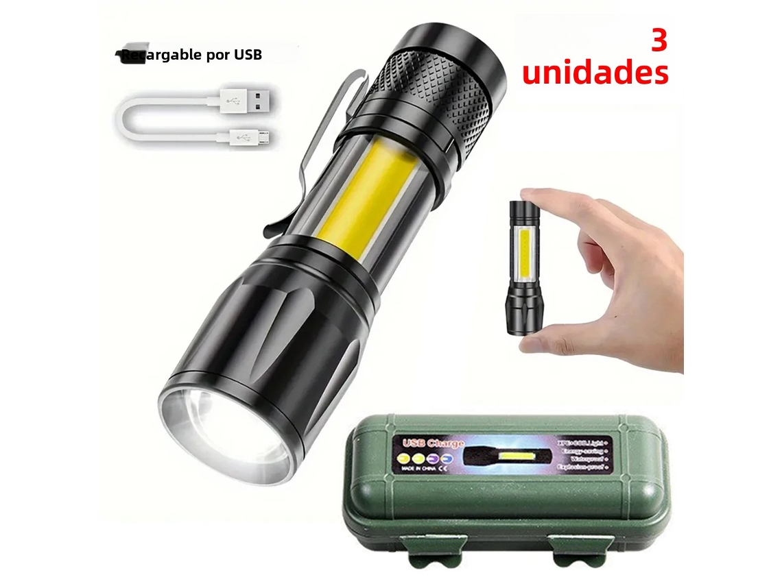 Mini linterna LED portátil con clip para bolígrafo, fabricada en material ABS MDUG (3 unidades)