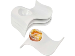 4 Tazas De Huevo De Porcelana Soporte De Huevos Resistente Apilable 13.5x8x3.5cm Para Hogar Restaurante Hotel Blanco