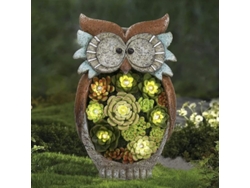 Estatua de búho solar de resina, luz decorativa para jardín, lámpara solar para patio, regalo de Navidad, 27 x 16 cm (alto x diámetro).