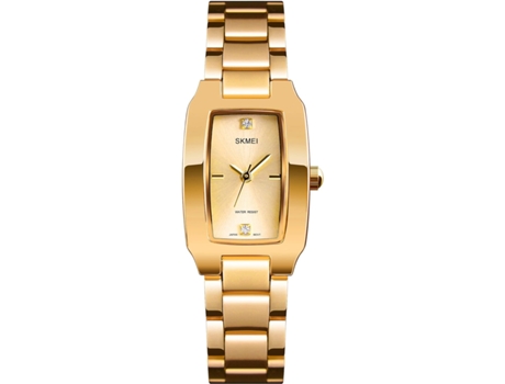 VEANXIN Reloj de pulsera impermeable de acero inoxidable pequeño y cuadrado para mujer-oro rosa