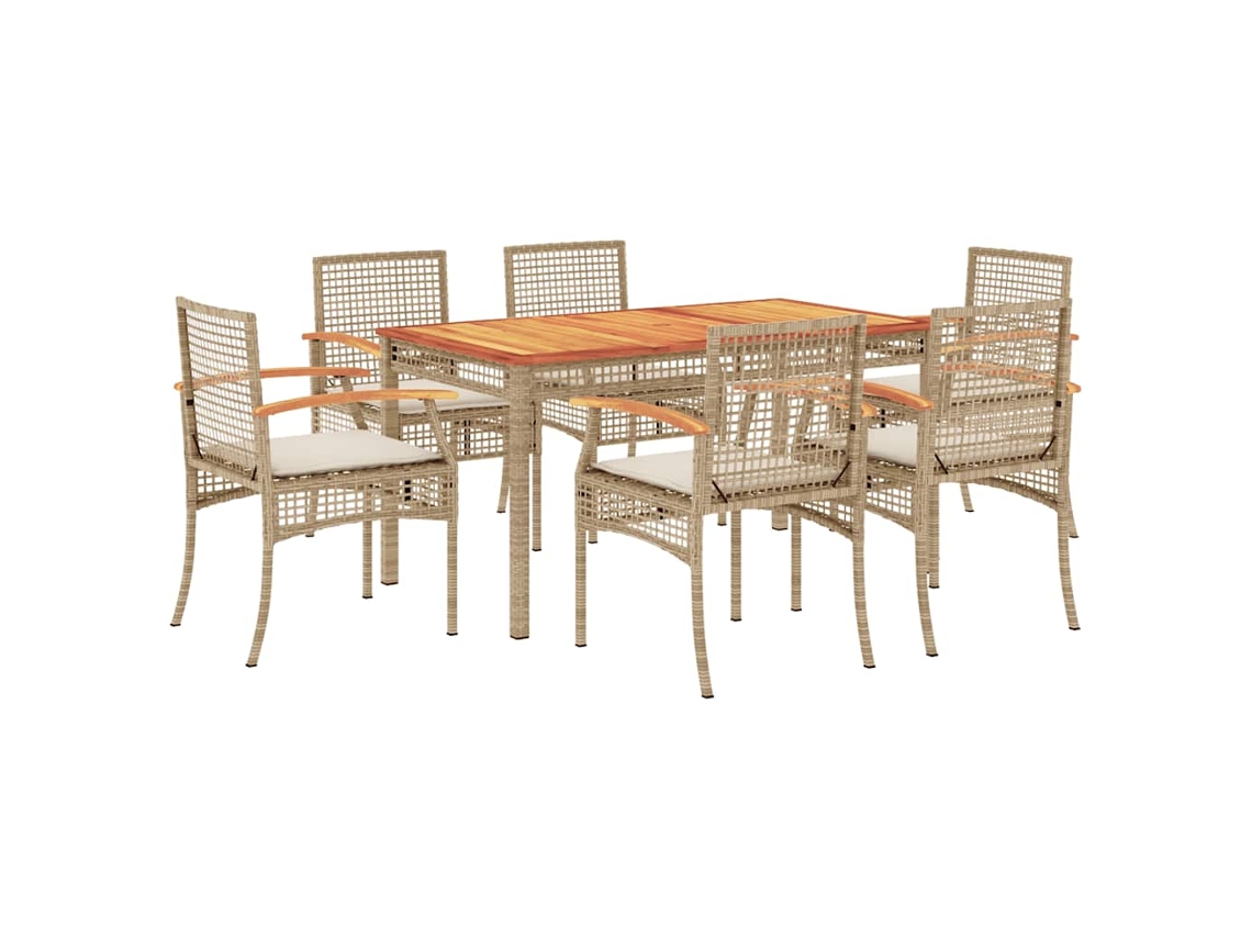Maison Exclusive - Set Comedor De Jardín 7 Pzas Con Cojines Ratán Sintético Beige