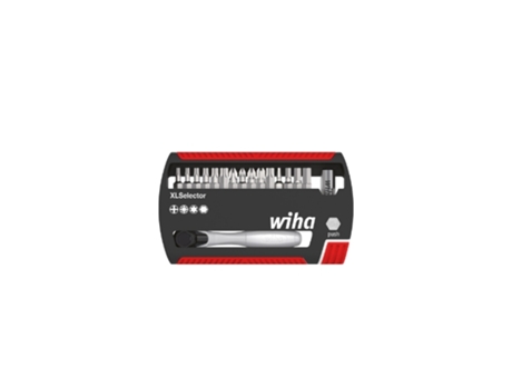 WIHA Juego de bits XLSelector Standard de 25 mm en surtido de 18 unid. con carraca para bits, con forma C 6,3 (1/4") (36951)