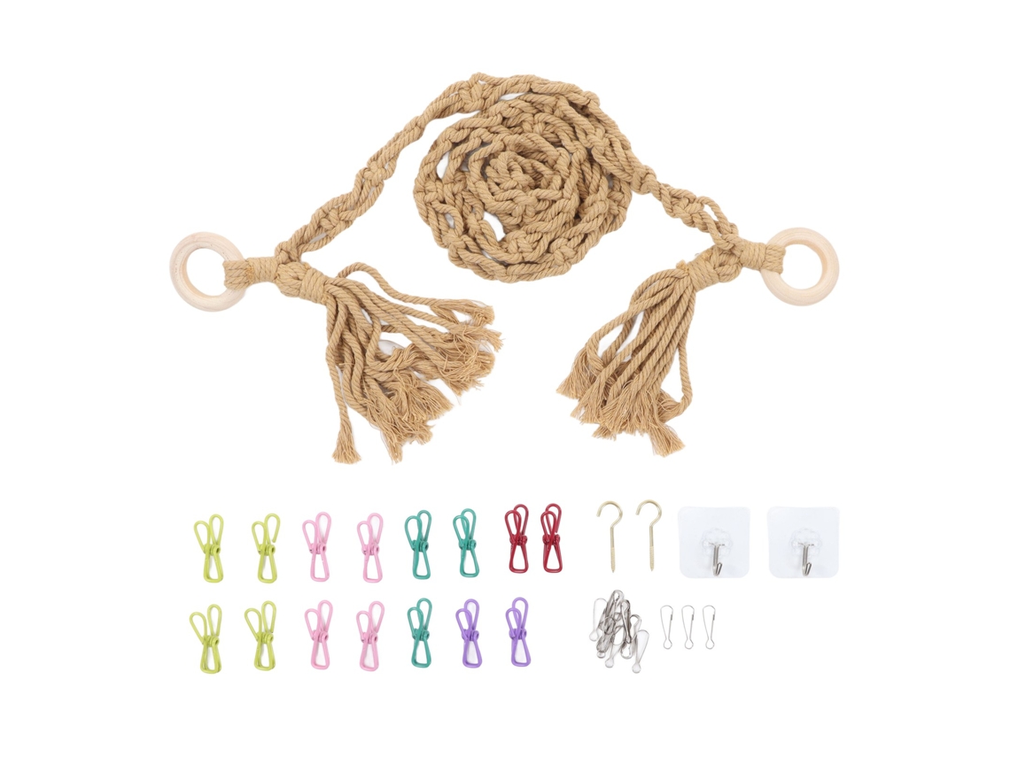 2026-cadena De Almacenamiento De Peluches Colgante Para Niños Con Clip Y Ganchos Decoración De Pared Amarilla