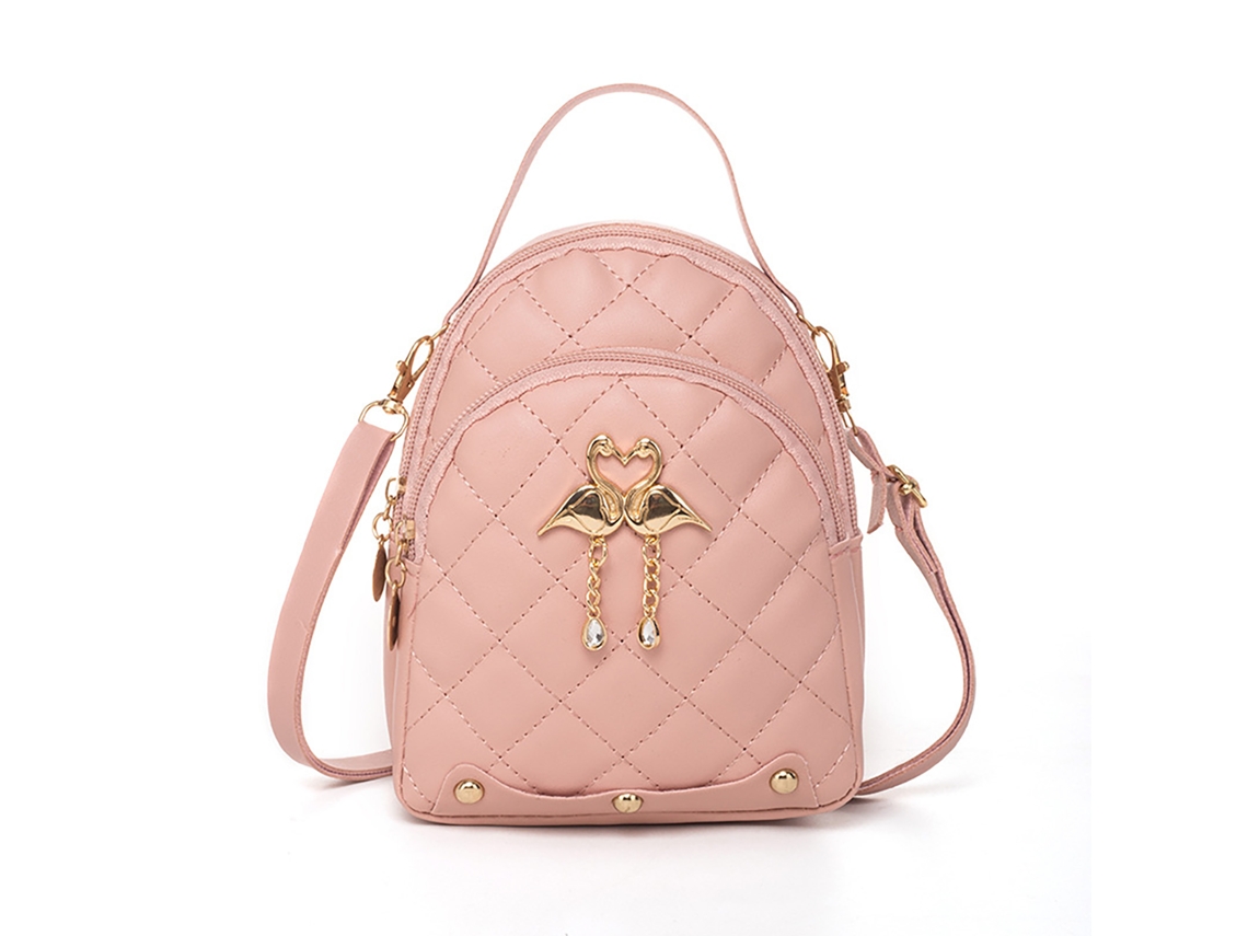 Mochila Pequeña Para Mujer Con Bordado De Pu, Gran Capacidad, Bonita Mini Bolsa De Viaje, Rosa.