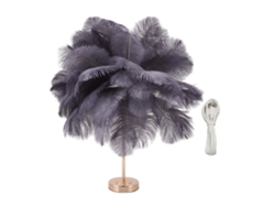2026-lámpara De Mesa Con Plumas De Avestruz Recargable Romántica Decoración Moderna Para Dormitorio Gris