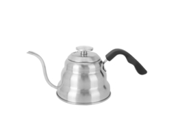 Hervidor de acero inoxidable de 1 l con pico estrecho, mango antideslizante y termómetro para café, agua y té.