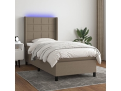 Cama Box Spring Colchón Y Luces Led Gris Taupe 80x200 Cm