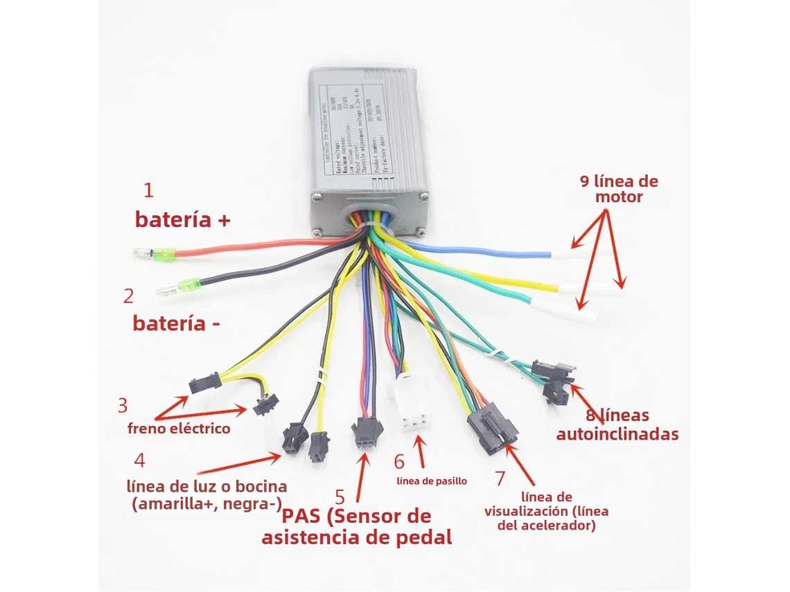 Controlador sin escobillas de 36 V/48 V y 350 W para patinetes eléctricos y bicicletas plegables. Accesorios Vayotoy.