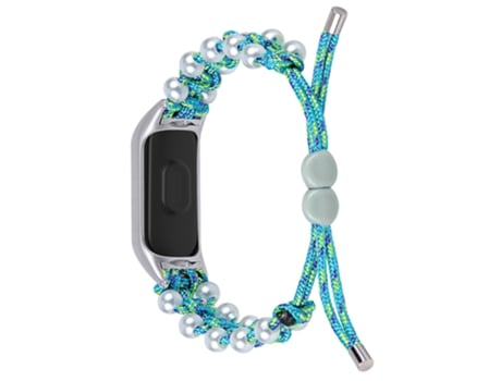Correa de nailon decoración de perlas ajustable cuerda trenzada para Xiaomi Mi Band 3/4 - azul