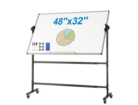 VEVOR Pizarra blanca magnética de borrado en seco móvil de doble cara 118x76 cm