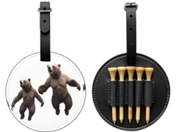 Bolsa para Tees de Golfe com estampa de Urso Pardo dançante, preta | S/MARCA