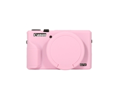 Funda de silicona para cámara Canon PowerShot G7x Mark III con tapa de lente extraíble, rosa claro GERTIZ