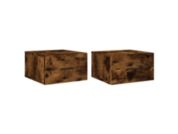 Mesitas de Noche de Pared 2 Pzs 35X35X20 Cm Roble Ahumado