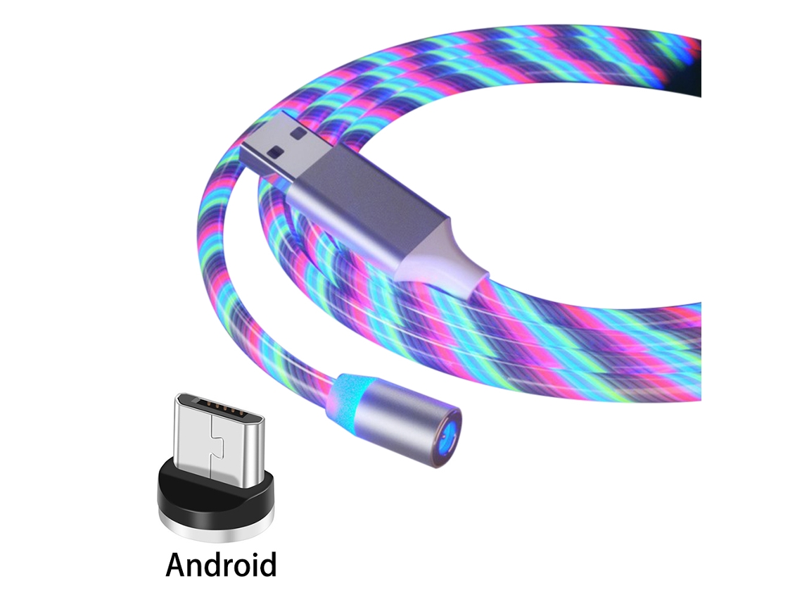 Cable De Carga Magnético Led Flowing Cable De Carga Para Teléfono Iluminado Y Brillante