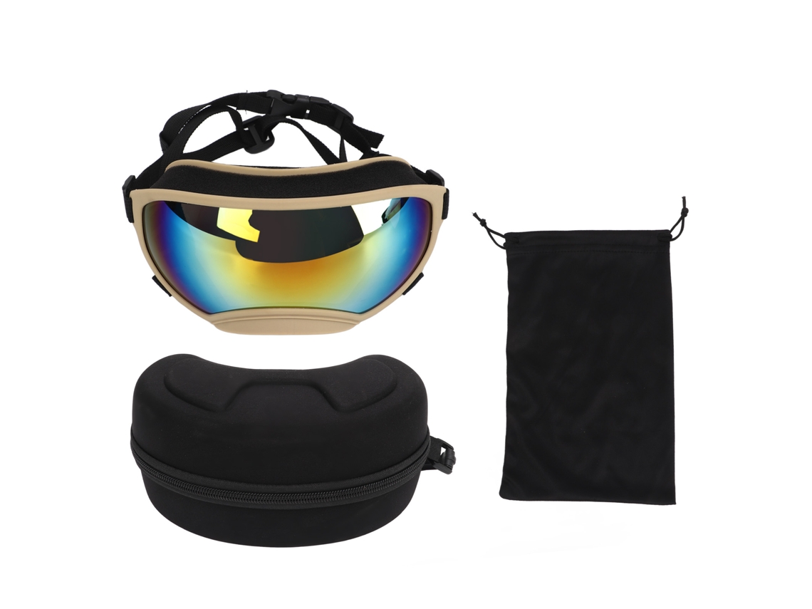 Gafas protectoras para perros con lentes rojas y montura caqui, protección UV | Sin marca