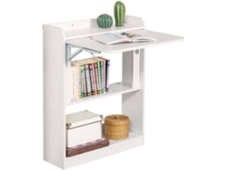 Escritorio con Estantería SOBUY Plegable (Blanco - MDF - 58x64x82 cm)