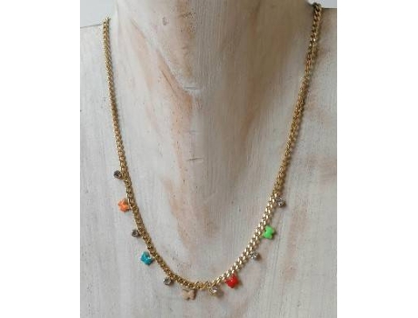 Collar NOLA BY BIJUSOL esmaltado mariposa (Acero Inoxidable - Dorado - 40 cm )