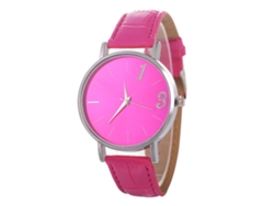 Reloj De Pulsera De Cuarzo Para Parejas Con Correa De Piel Sintética, Estilo Sencillo, Rosa Y Rojo.