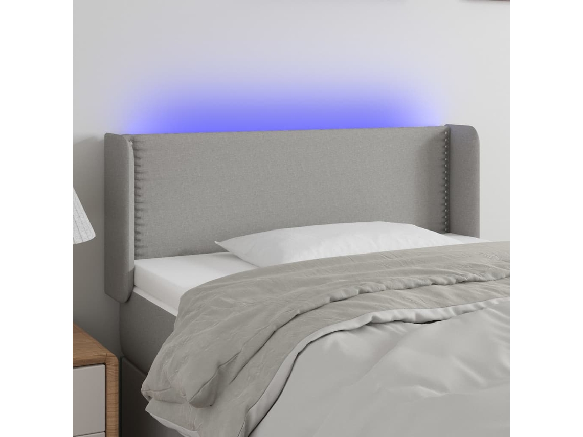 Cabecero Con Led De Tela Gris Claro 103x16x78/88 Cm