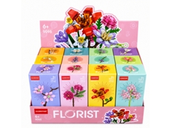 Conjunto 12 Flores - Blocos De Construção Lelebrother 9095 Multicores