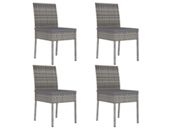 Sillas de comedor de jardín DKD Home Decor de 4 piezas, mimbre sintético gris