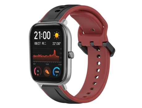 Correa Smartwatch para Amazfit GTS 20mm Silicona Bicolor con Bucle Convexo (Negro + Rojo)