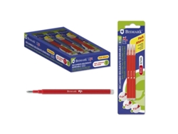 Pack de recambios con 3 recambios borrables para bolígrafo, punta fina de 0,7 mm, color rojo Bismark