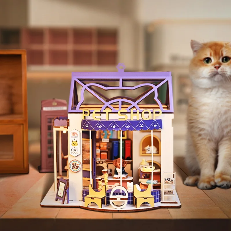 (estilo 2) Casa Para Gatos Diy, Mini Casa De Madera 3d