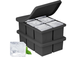 Bandeja Grande Para Cubitos De Hielo - 2 Piezas De Silicona Para Whisky Y Cócteles - 5 Cm, Color Negro