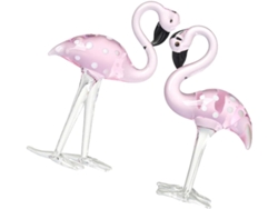 2 Pequeñas Figuras De Flamencos Hechas De Cristal Artístico, Decoración De Mesa Rosa, Decoración A La Intemperie Para
