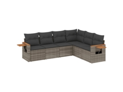 Conjunto 6 de muebles de jardín VIDAXL y cojines ratán sintético gris