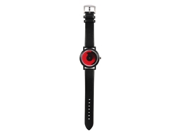 Reloj De Pulsera Unisex Con Correa De Pu Y Esfera Roja, Estilo Elegante.