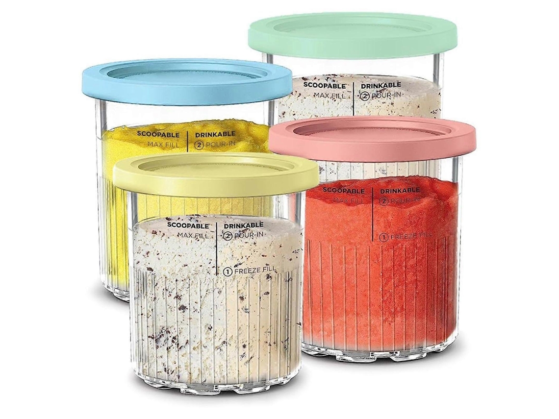 Tapas y recipientes de repuesto Ninja Creami Deluxe (paquete de 4), compatibles con las series NC501 y NC500, 710 ml