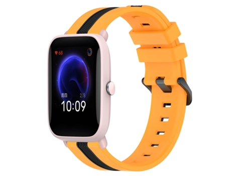 Correa de reloj inteligente para Amazfit Pop Pro Correa de reloj de silicona vertical bicolor de 20 mm (amarillo + negro)