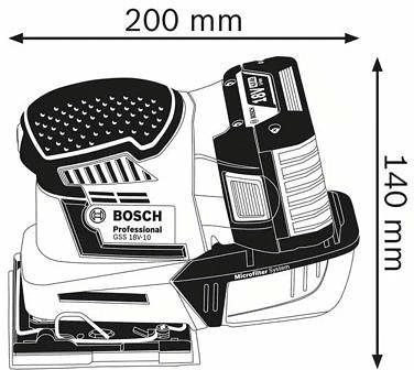 Bosch Professional 18v system 18v10 lijadora orbital a batería 3 platos microfiltro sin en lbox gss18v1 11.00022.000