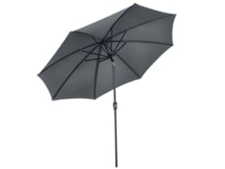 Sombrilla de jardín Ø300x252 cm con manivela basculante para patio y terraza, color gris.