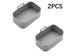 Assadeira de Silicone para Air Fryer Retangular 2 Unidades Cinza GERTIZ
