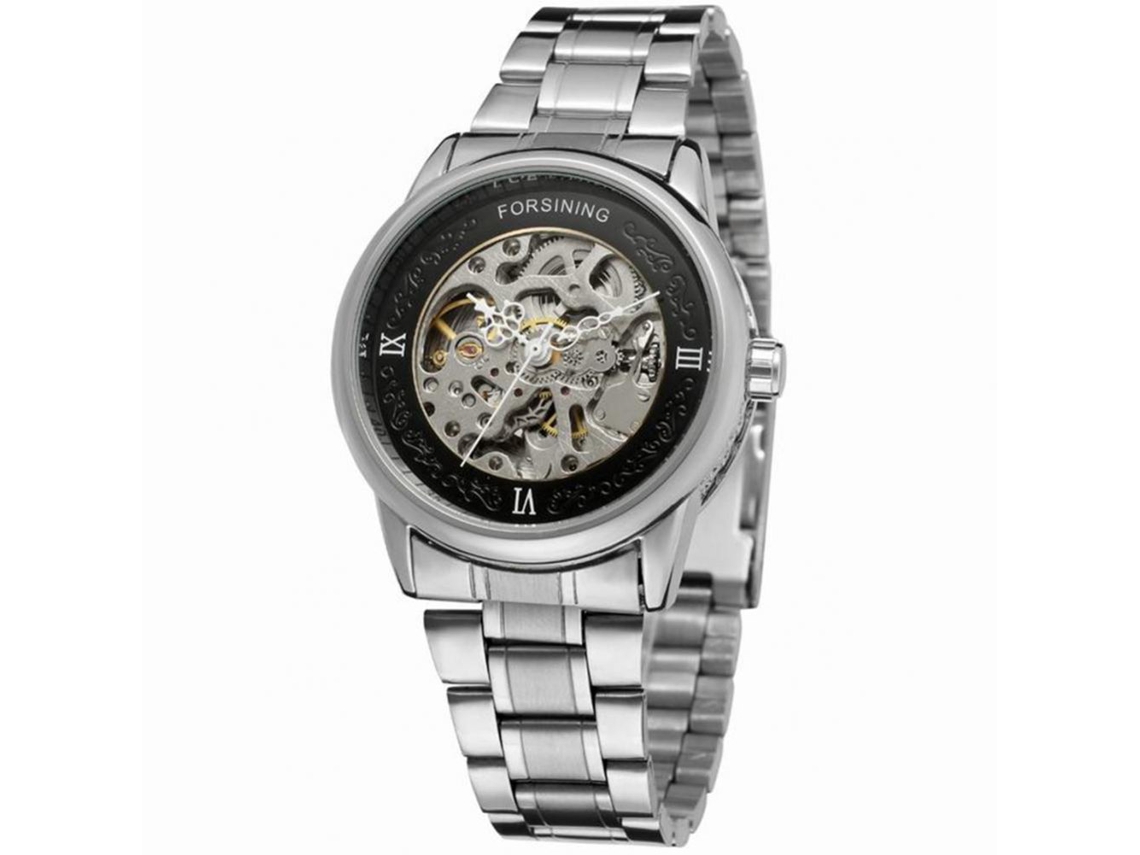 Reloj Automático Mecánico Forsining Para Hombres, Correa De Acero, Resistente Al Agua