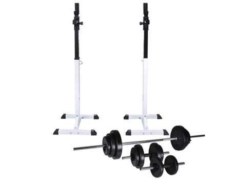 vidaXL Soporte de pesas con pesas y mancuernas 30,5 kg