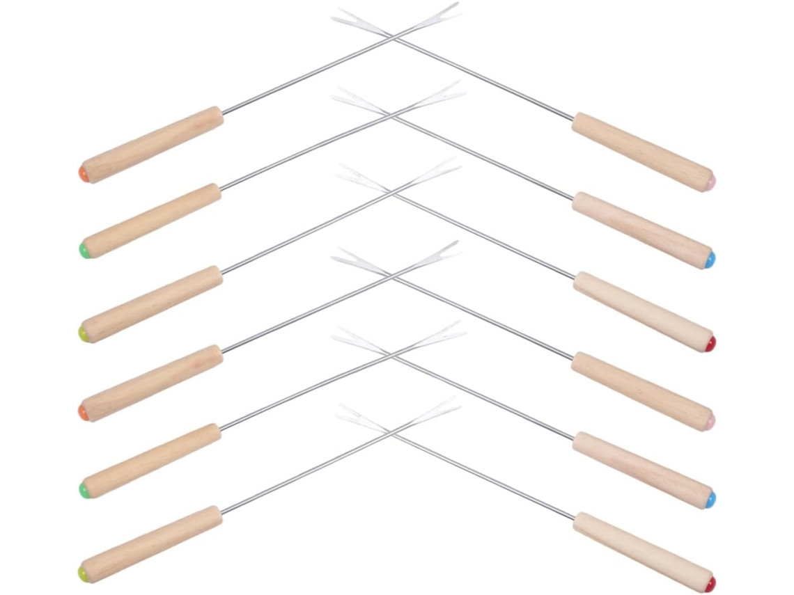 Tenedores Para Fondue De Madera De Roble Con Diseño Elegante, Agarre Cómodo, Juego De 12 Unidades.