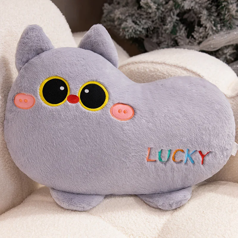 (gris 55cm) Cojín/almohada/almohada Para Adulto Con Diseño De Gato De La Suerte