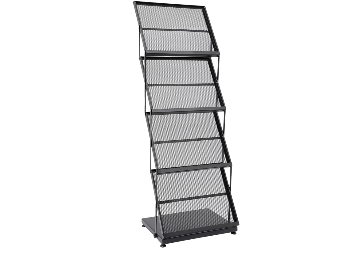Revistero plegable de 4 niveles, color negro.