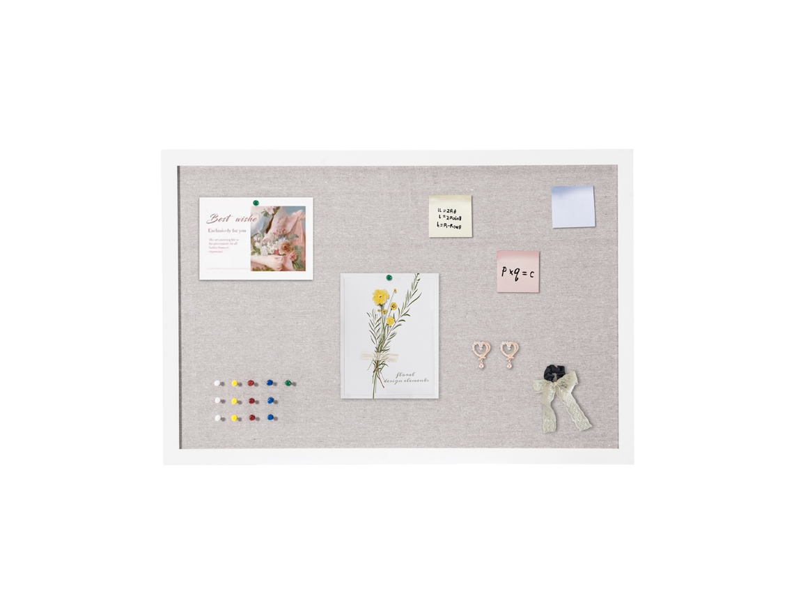 Tablero de corcho cuadrado blanco Succebuy de 76 x 50 cm con superficie de lino para el hogar, la escuela y el escritorio