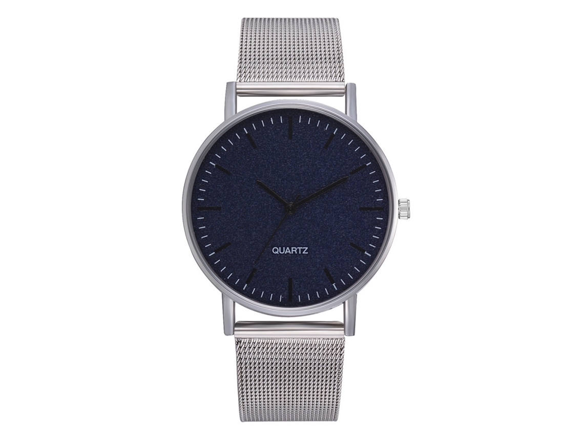 Reloj De Pulsera De Moda Para Mujer Con Correa De Malla Y Esfera De Cuarzo Azul Brillante.