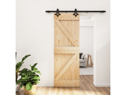 Puerta corrediza | Puerta corredera con herrajes 70x210 cm madera maciza de pino Wsd967951 Lovely Home
